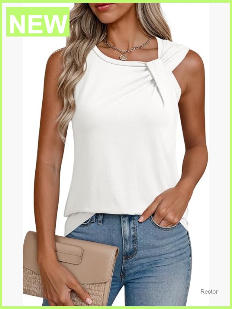 Sleeveless Twist Knot Tank Top Summer Cotton Blend Tee